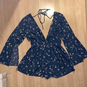 Floral Blue Romper